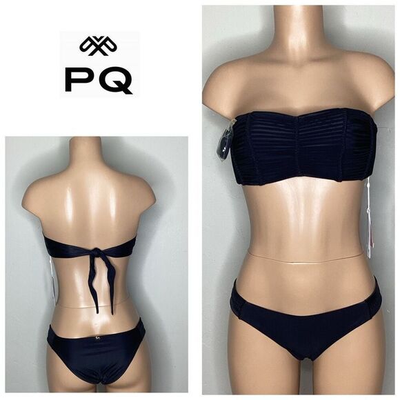 New. Pilyq black macrame teeny bikini. Medium. D-top/M-bottom. Retails $185. - Picture 1 of 9